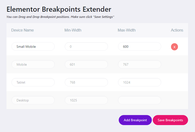 Custom Breakpoint For Elementor