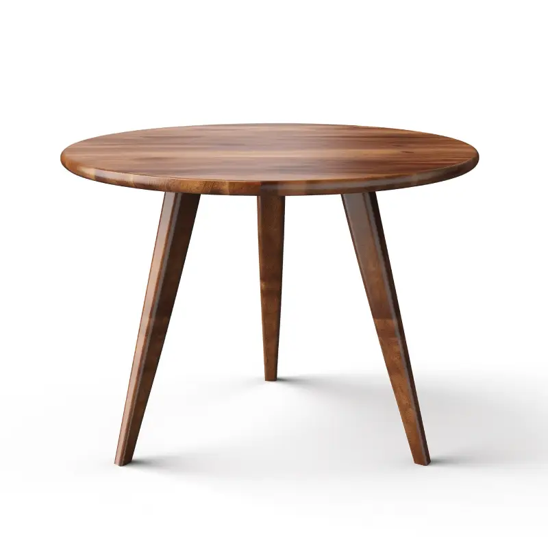 round wooden vintage table isolated white background