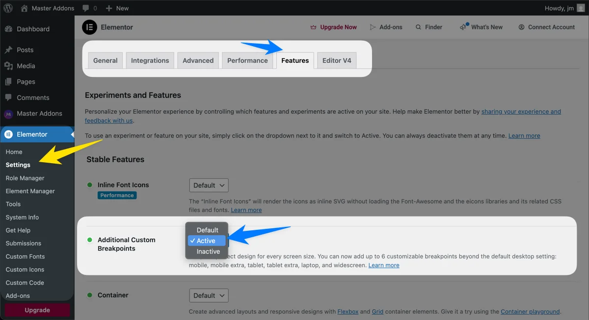 Enable Breakpoint for Elementor editor