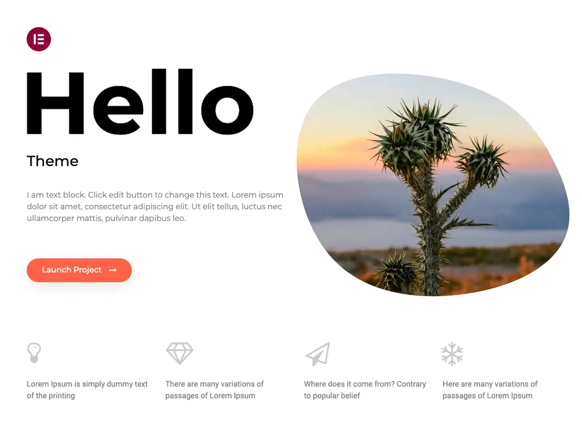 Hello Elementor lightweight WordPress theme