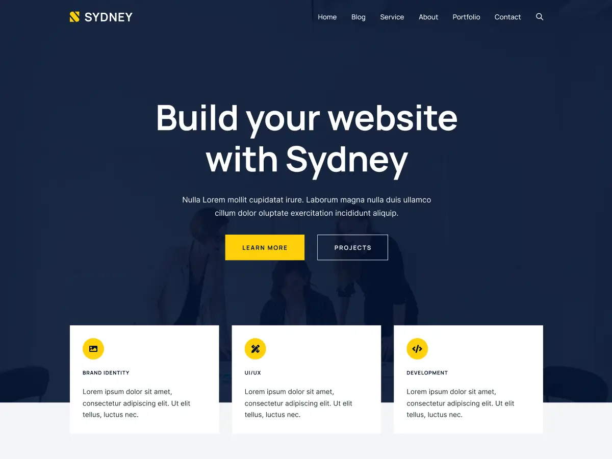 Sydney WordPress theme for Elementor