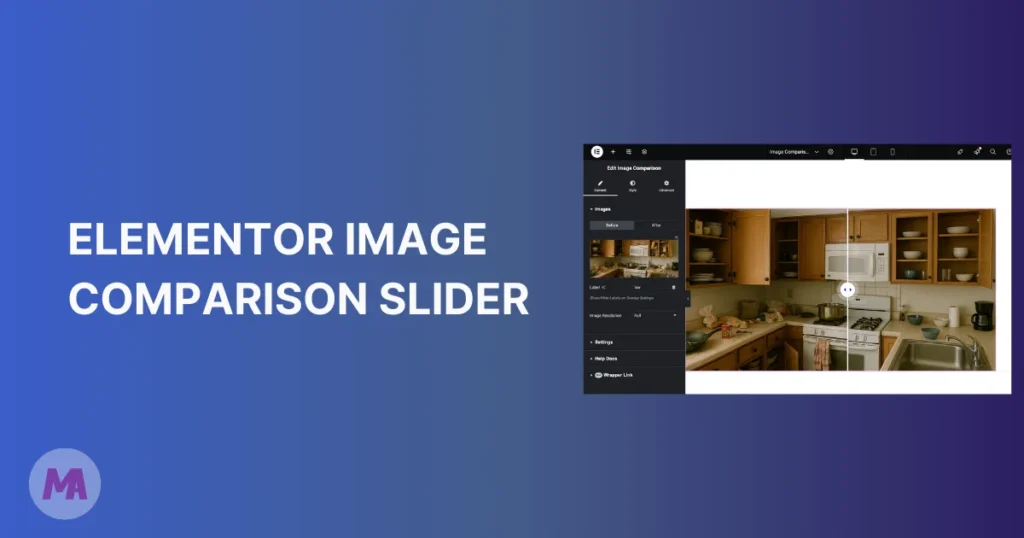 Elementor before and after image comparison slider