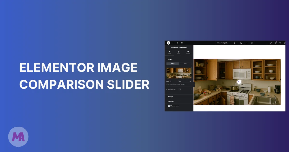 Elementor Image Comparison slider