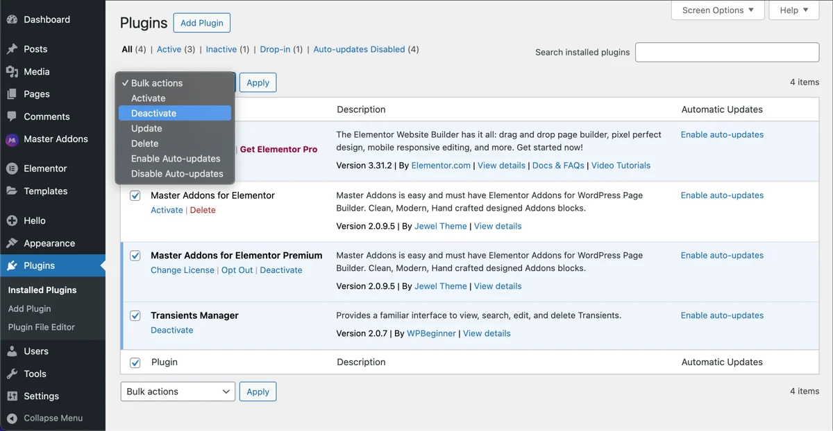 Disable Plugins and Themes