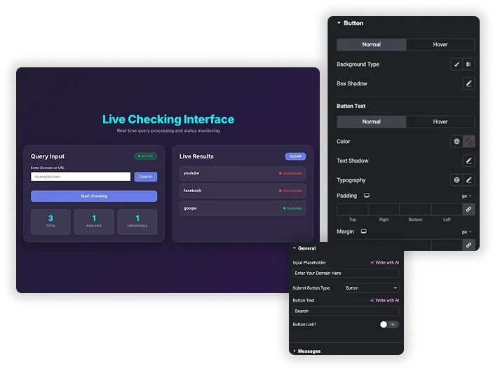 Live Checking Interface