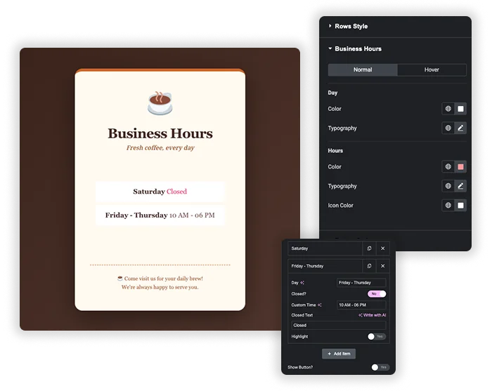 Customize Row & Text Styling