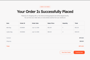 Dynamic Table with Order Confirmation