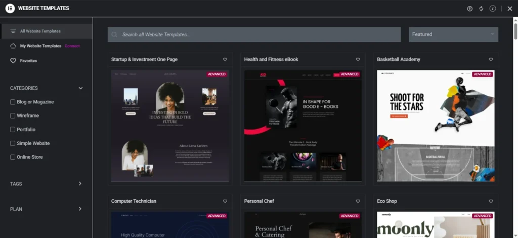 Elementor Template Library