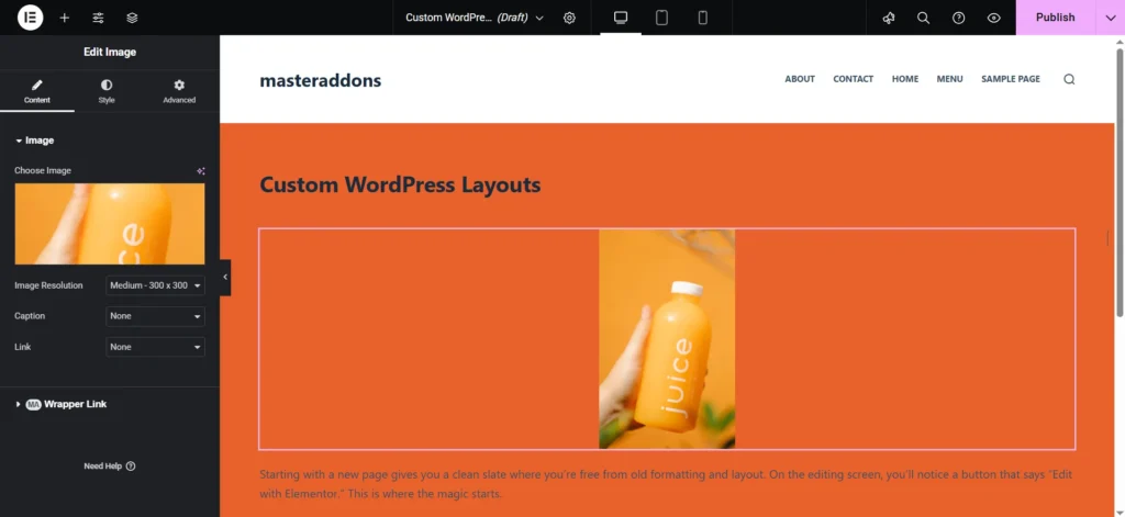 Elementor Custom WordPress Layout Edit