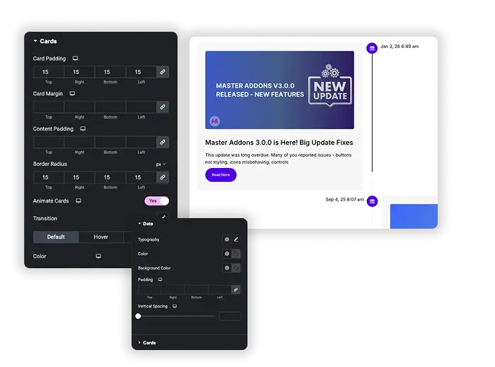 Card & Date Styling with Animations