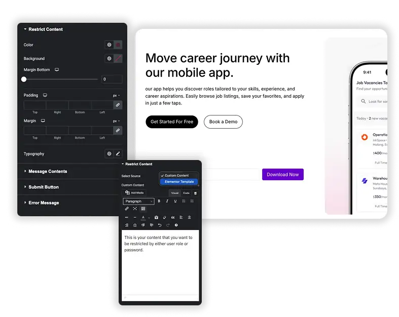 Master Addons dynamic content - Fully Customizable Access Messages Elementor feature