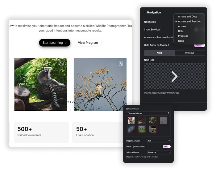 Navigation and Integrated Lightbox