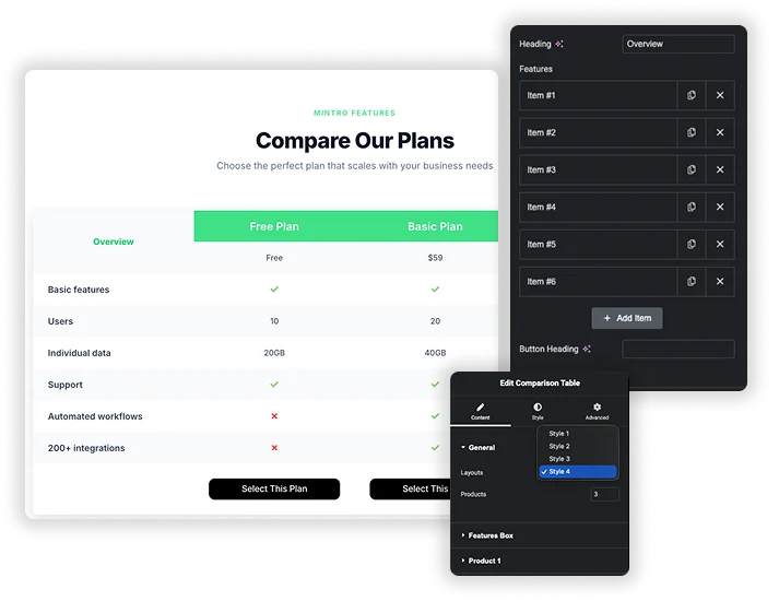 Compare Up to 6 Products in One Clear View