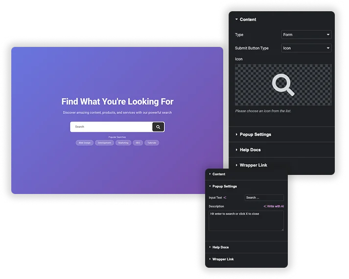 Search Form & Icon Popup