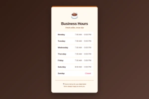 business hours short Open and Close Time