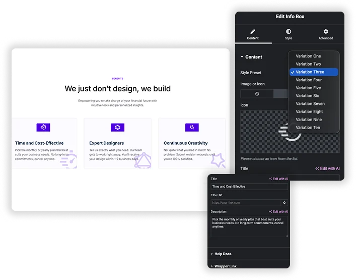 Pre made Style Presets & Layouts