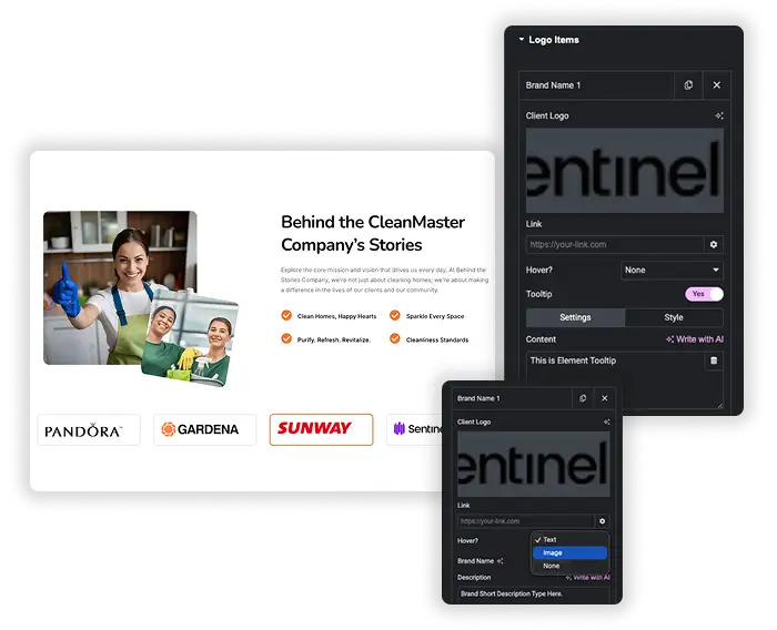 Interactive Logo Display with Hover Effects