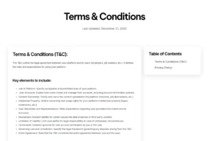 Table of Content with Terms & Conditions 