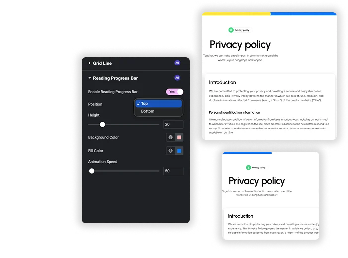 Reading progress bar extension