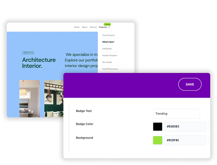 Menu Items with Icons & Badges
