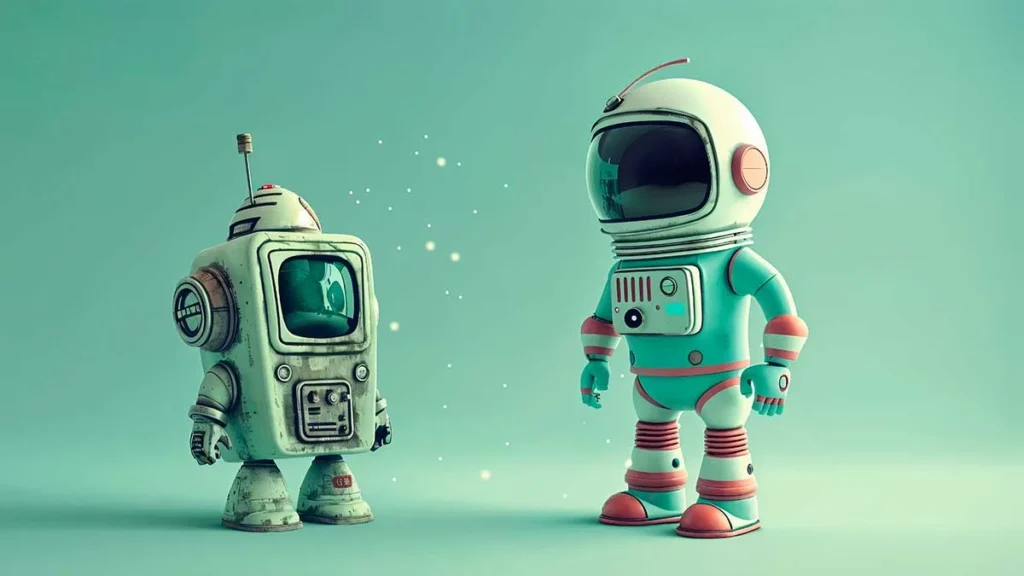 cartoon ai robot scene