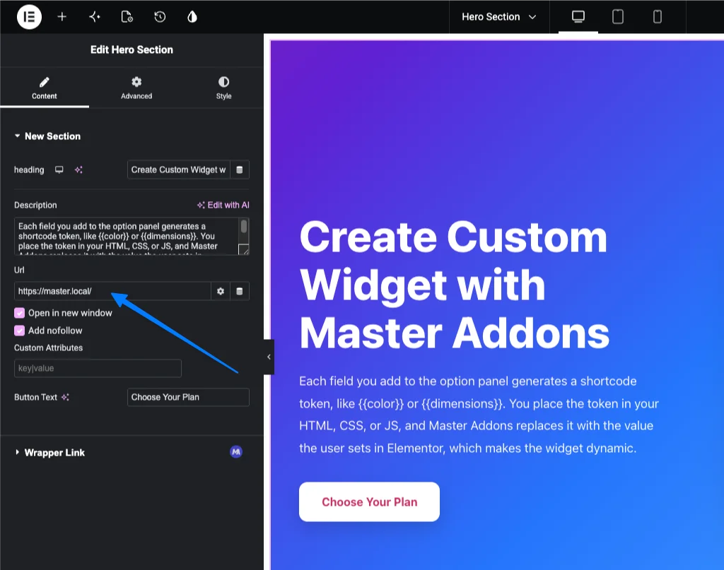 URL Widget usage in Widget builder