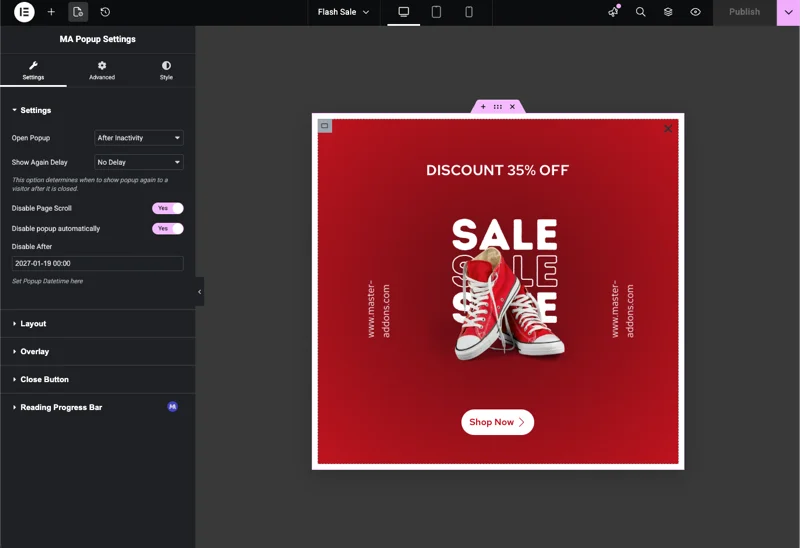 Master Addons popup builder