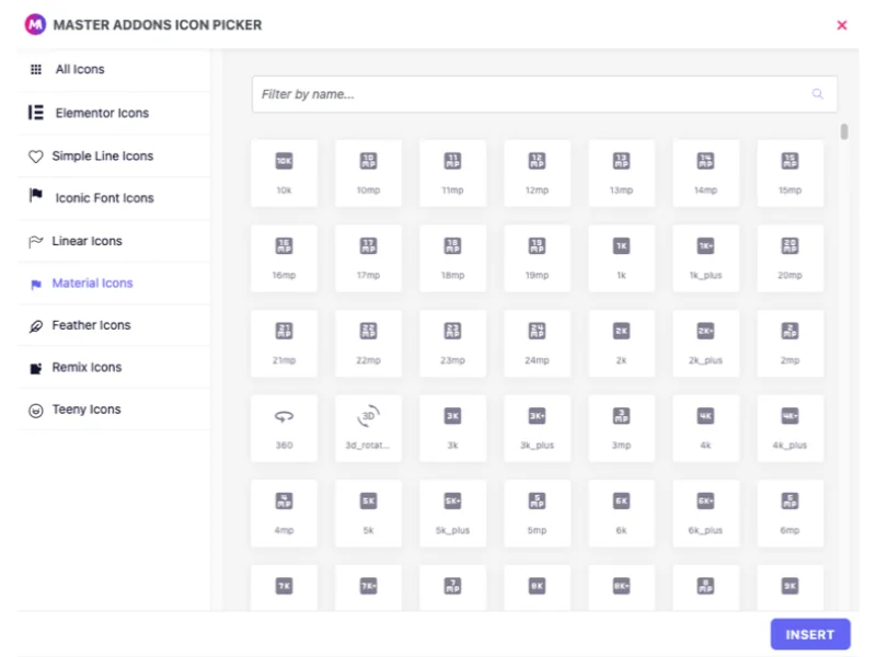 Material icons for elementor