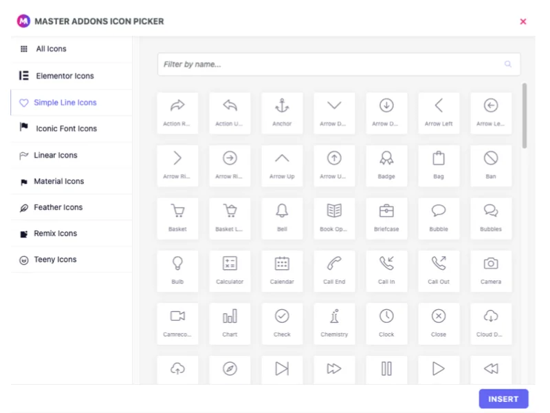 Simple line icons for elementor