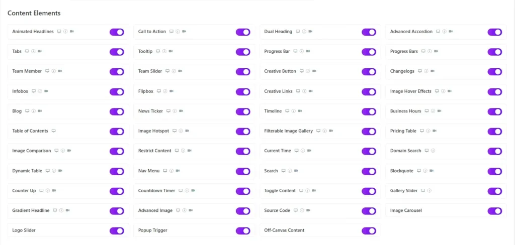 Master addons elements