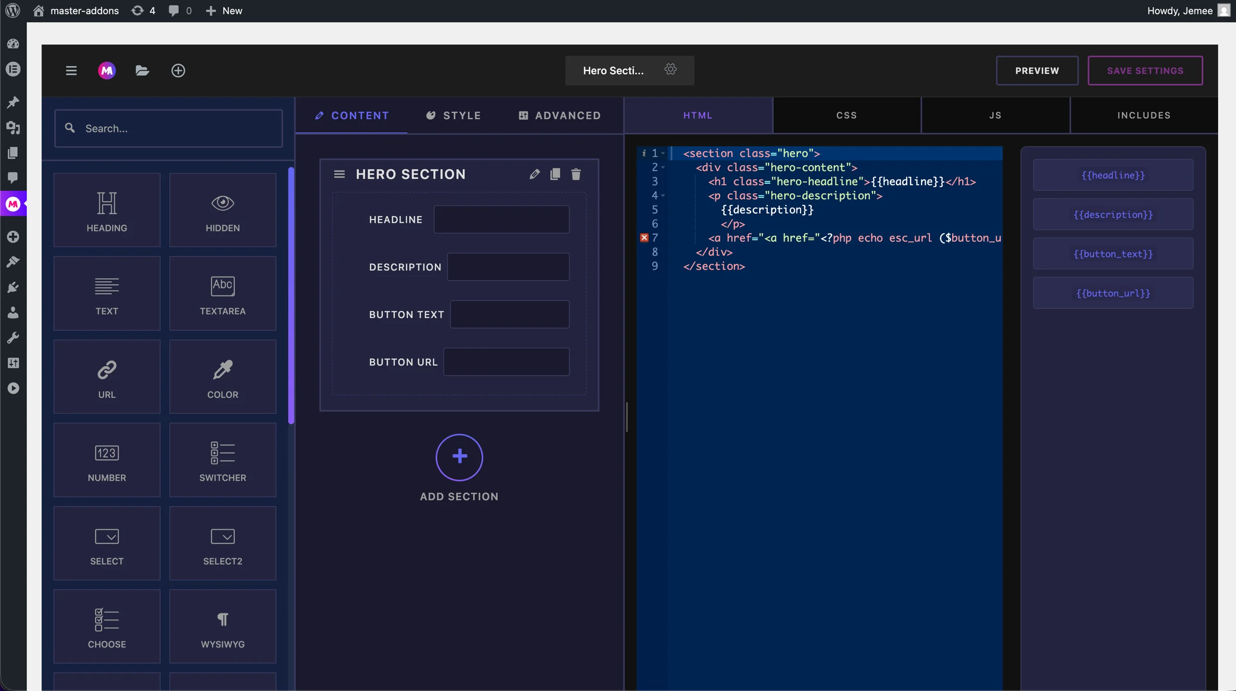 Master Addons Widget Builder with HTML CSS JS Code Editor in WordPress