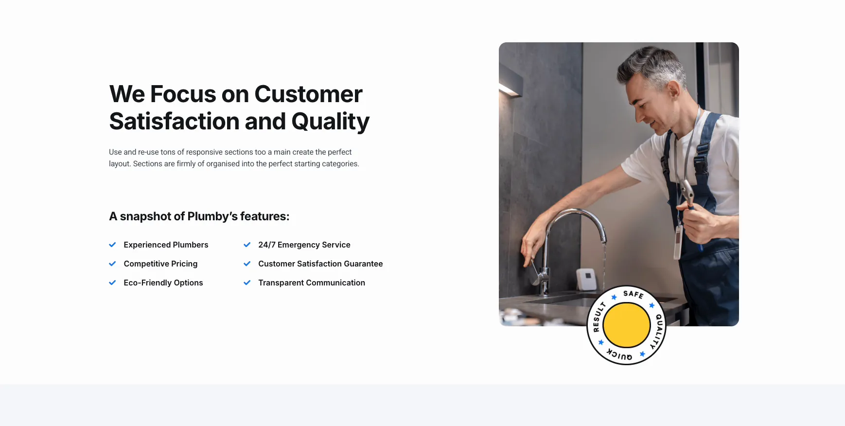 Published page with the quality badge overlapping the bottom edge of the photo placed by the Positioning extension