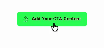 Finished Elementor creative button on the live page in its green hover state with a hand cursor over it