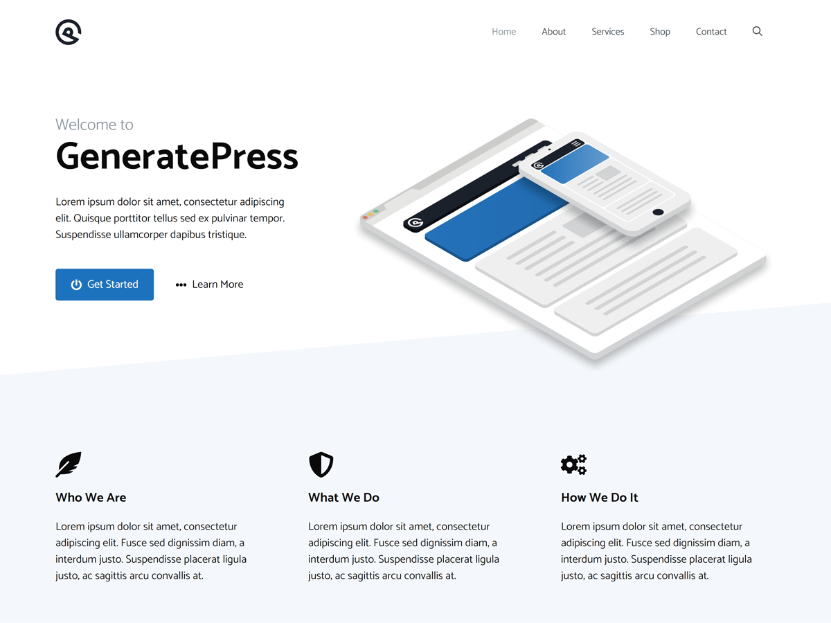 GeneratePress lightweight WordPress theme for Elementor