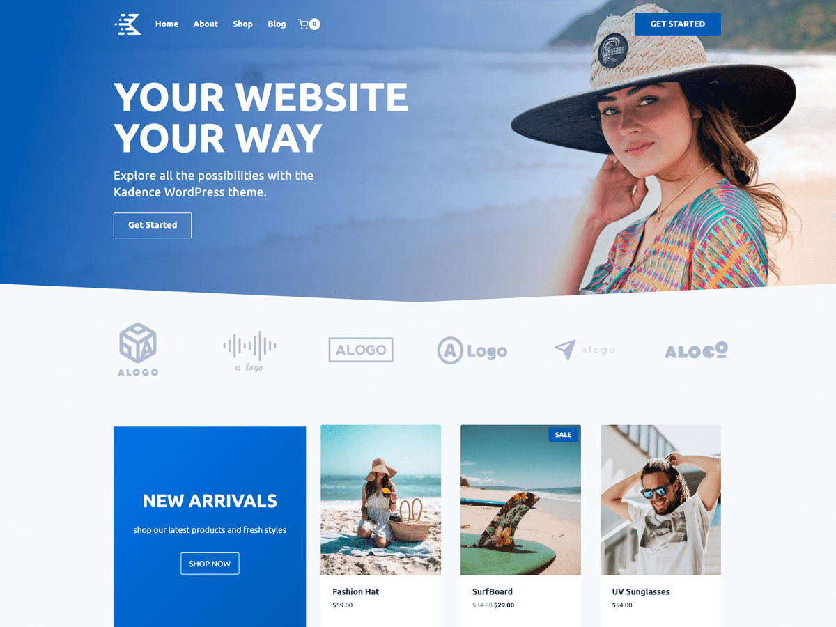 Kadence WordPress theme with header and footer builder for Elementor