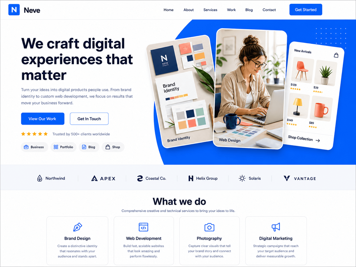 Neve fast multipurpose WordPress theme for Elementor