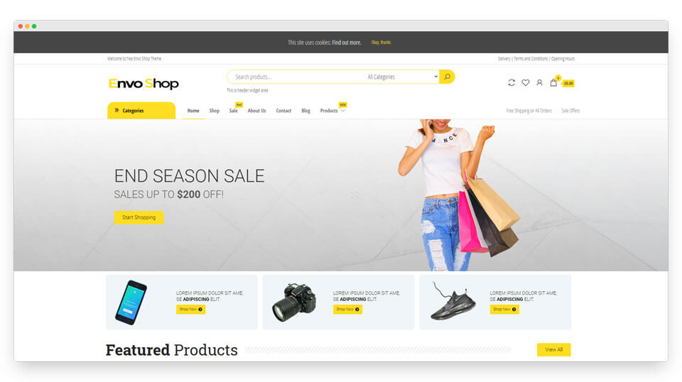Envo Shop free WooCommerce WordPress theme for Elementor