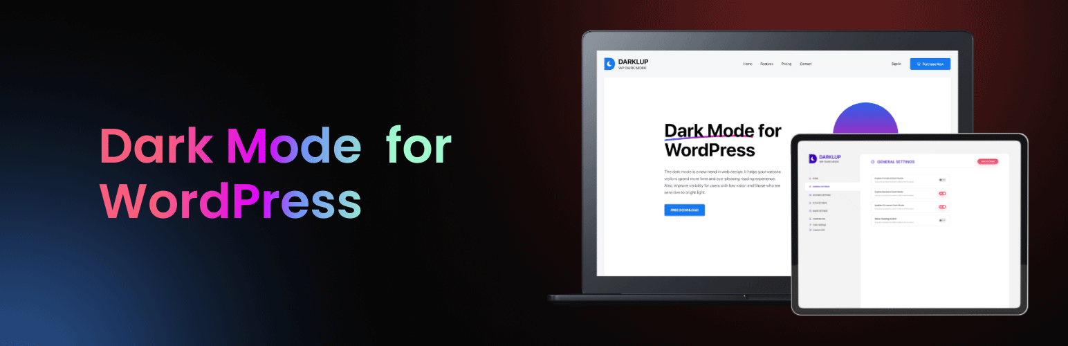 Darklup Lite WordPress dark mode plugin demo animation