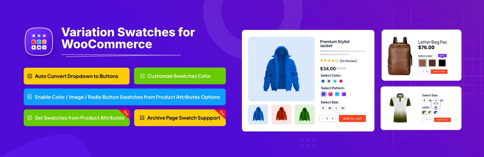 Variation Swatches for WooCommerce by RadiusTheme banner