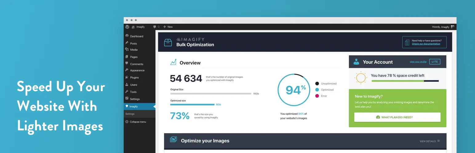 Imagify WordPress image compression and WebP AVIF plugin banner