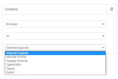 Elementor conditional display targeting a specific browser or operating system such as Chrome or macOS