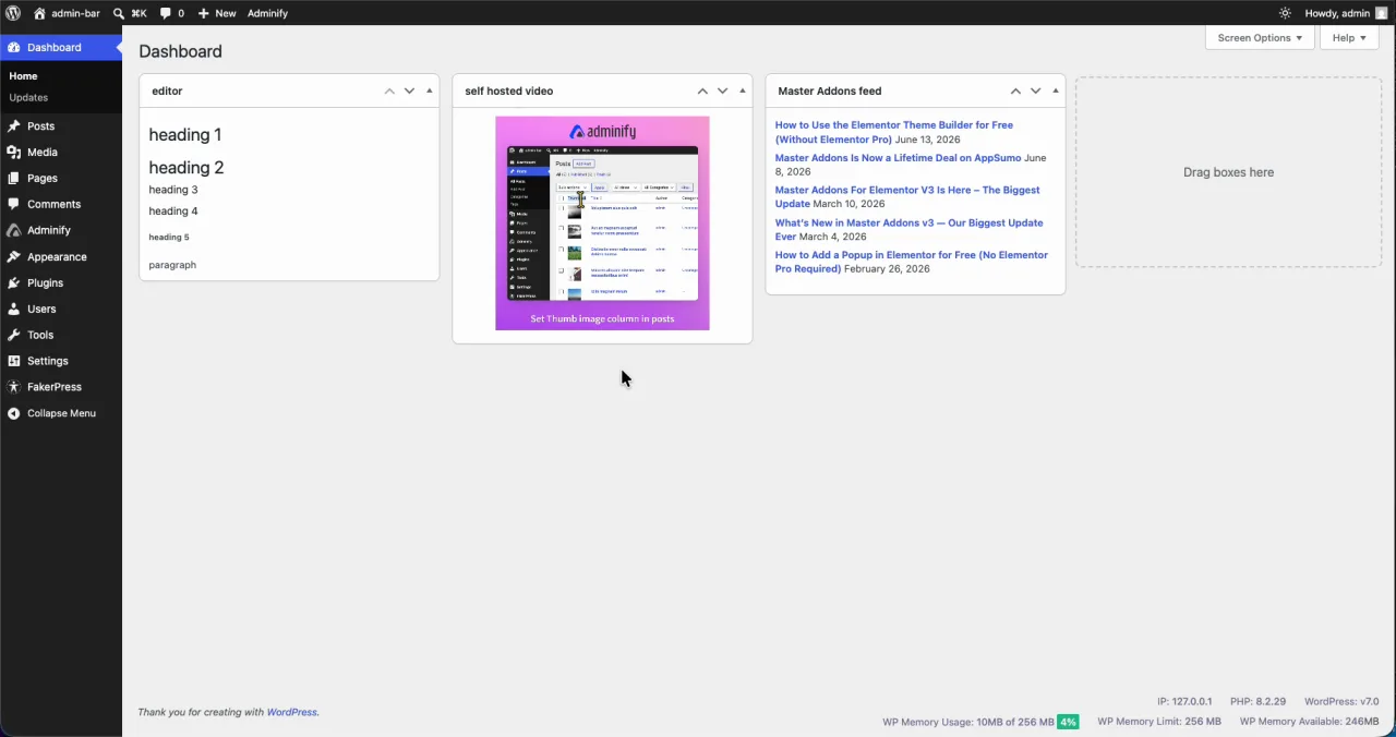 Custom dashboard widgets live on the WordPress dashboard replacing the welcome panel