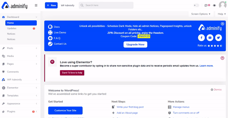 Hiding all WordPress admin notices in one click with WP Adminify