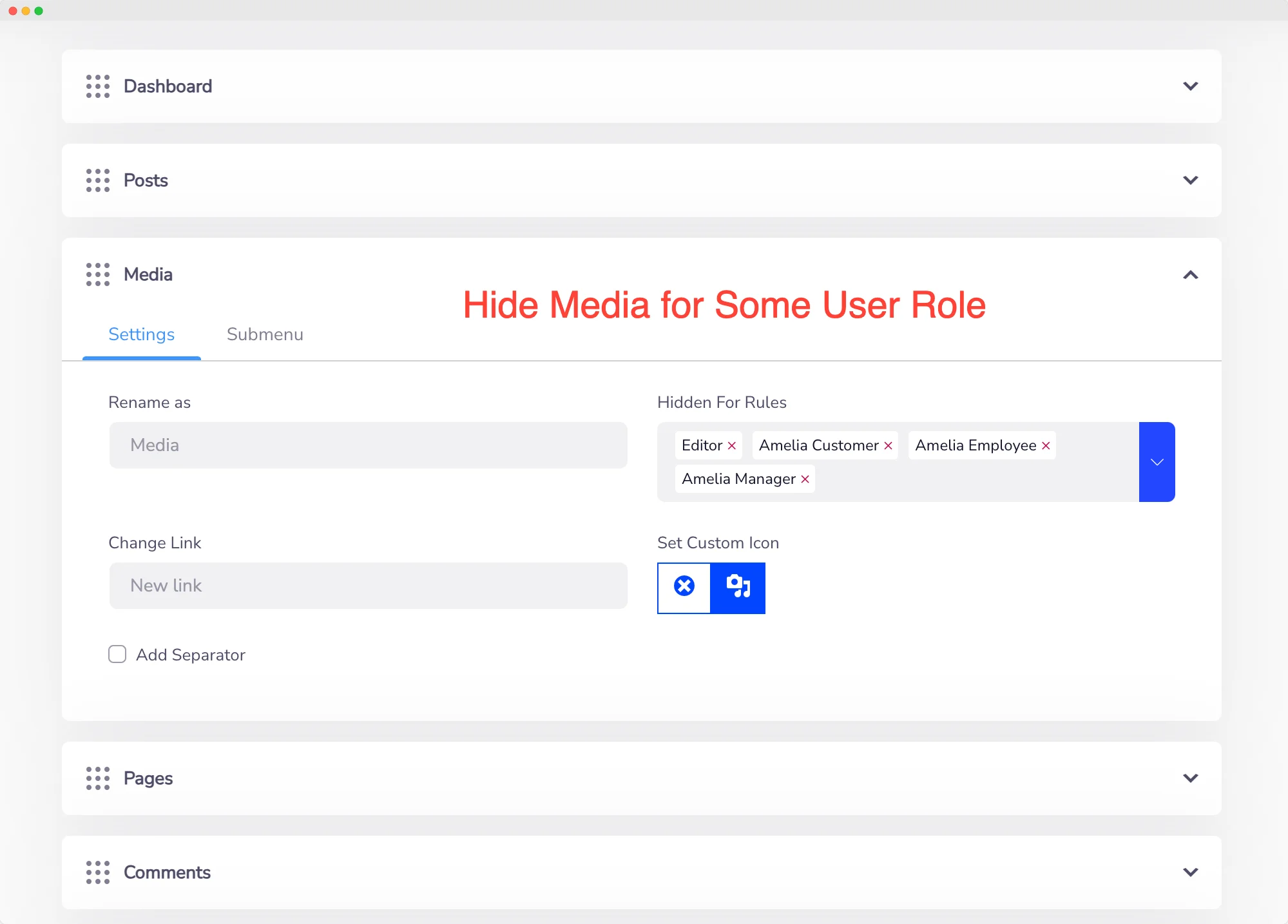 Hiding a WordPress admin menu item for a specific user role