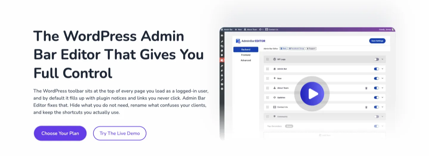Admin Bar Editor homepage