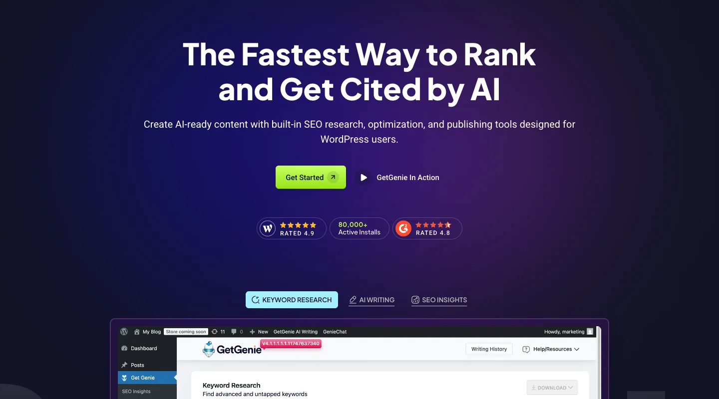GetGenie AI homepage