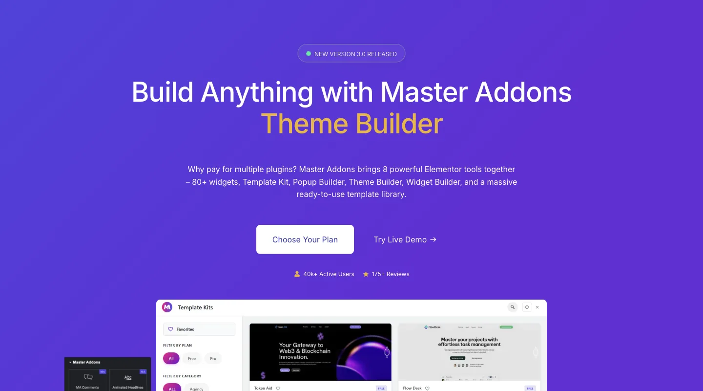Master Addons for Elementor homepage
