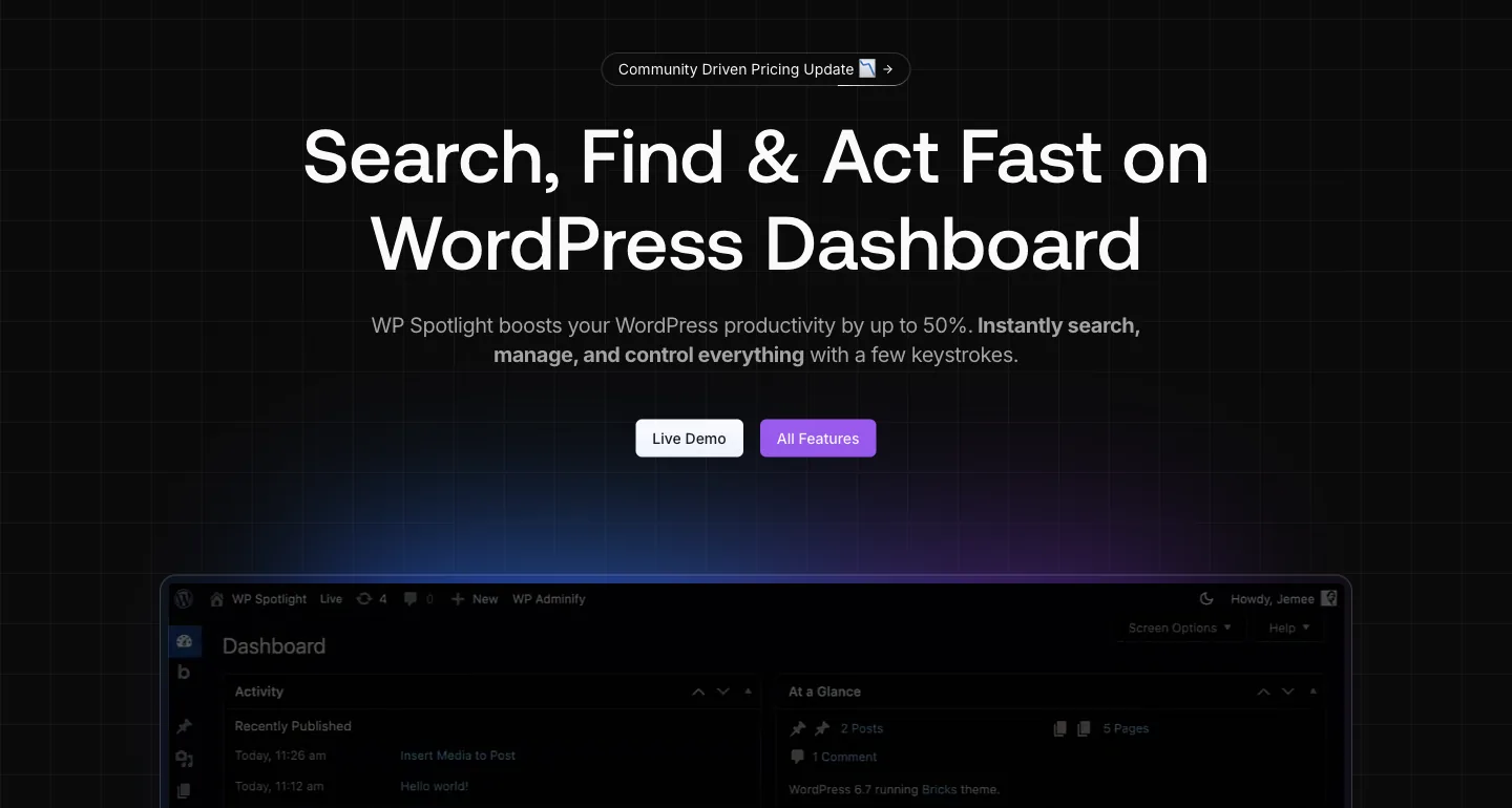 WP Spotlight homepage