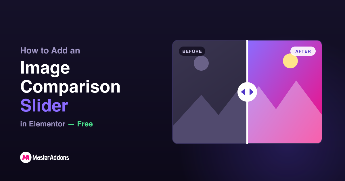 Image comparison slider in Elementor with before and after sides and a drag handle