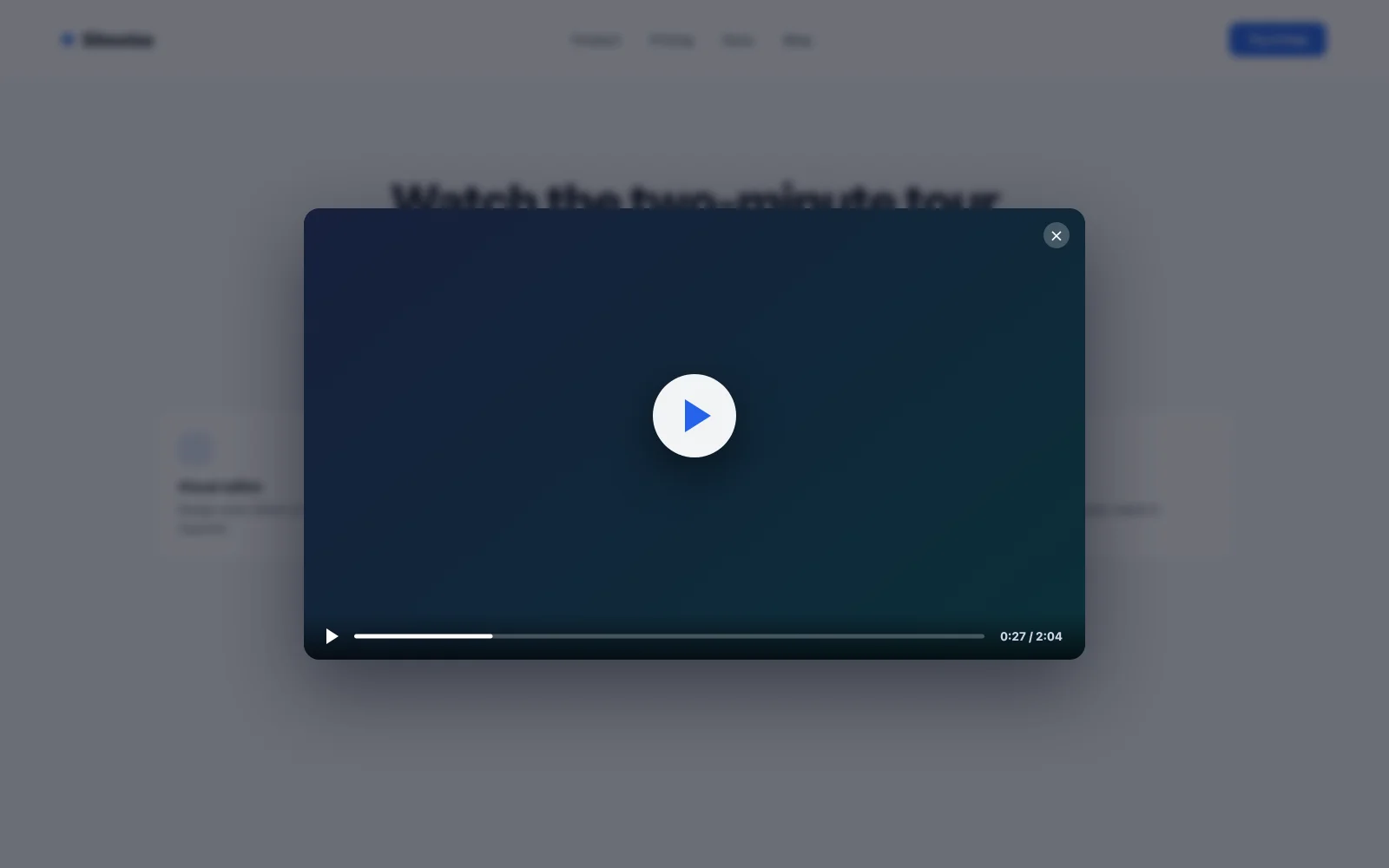 Video lightbox popup example in Elementor opening a product demo in an overlay on click